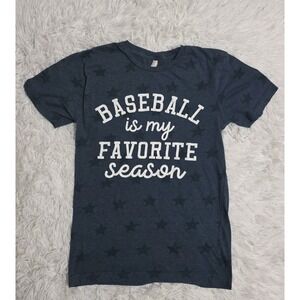 Baseball tshirt, baseball is my favorite season, Dark Blue White, game day, Star